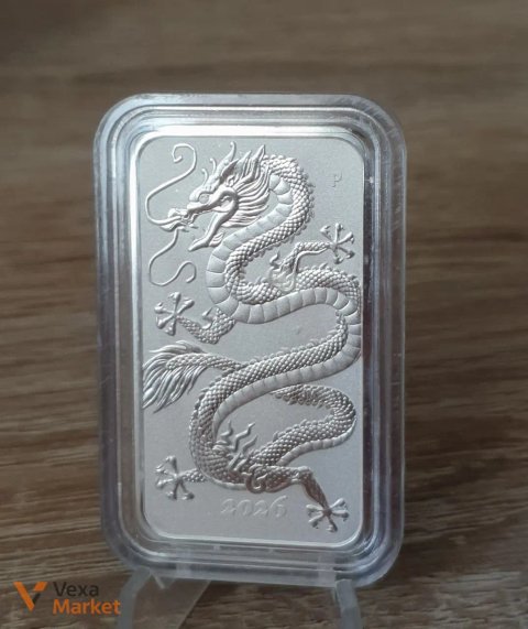 Срібна монета "Дракон" Charles III Australia 1 oz 9999 Ag 2026