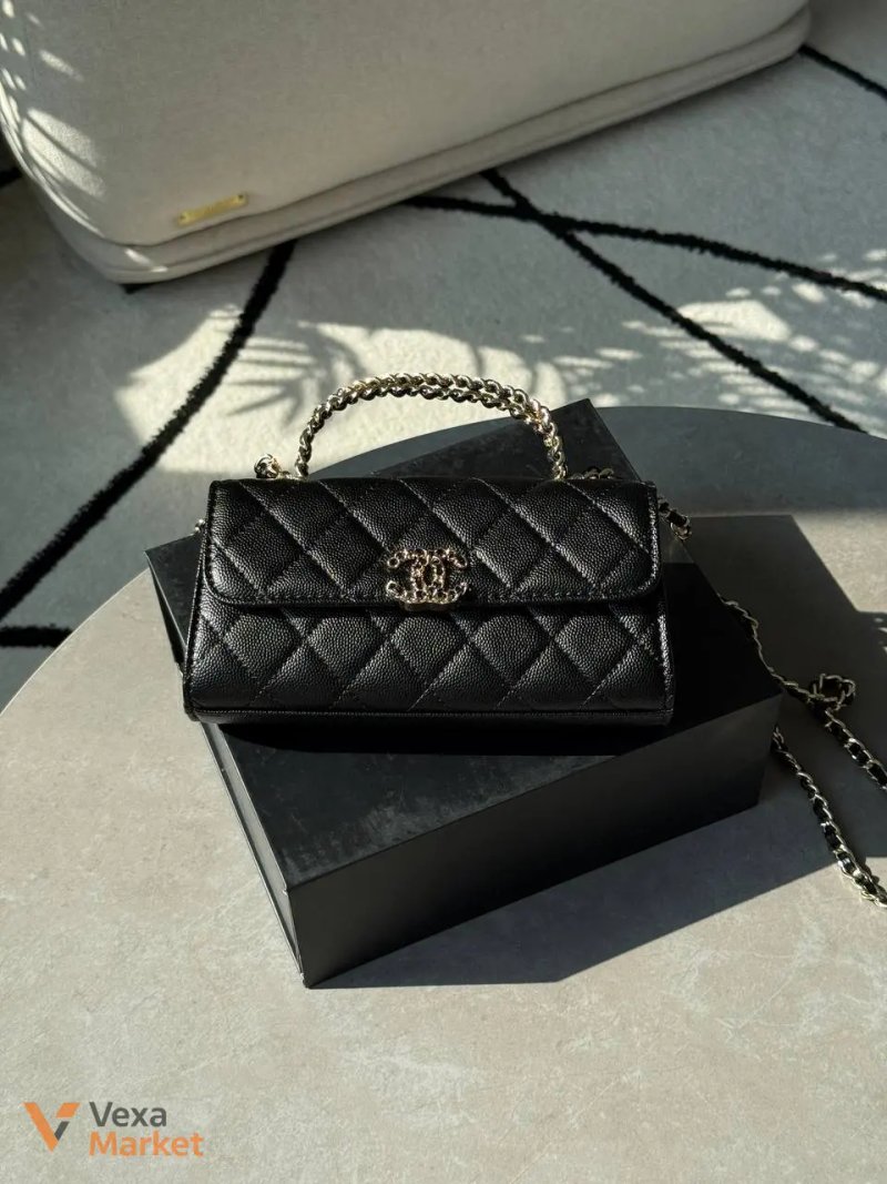 Сумка Chanel Kelly чорна зерниста шкіра — фото 4
