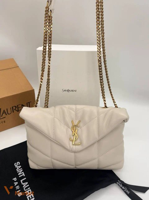 Сумка Saint Laurent Loulou Puffer Small Light Cream шкіра