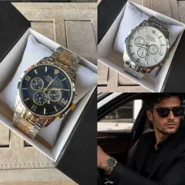Стильний чоловічий годинник Rolex з хронографом, сріблясто-золотистий