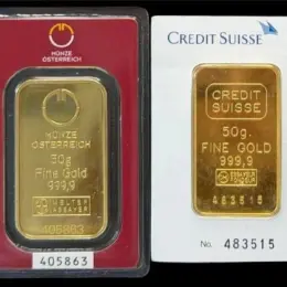 Золоті зливки 50 г Argor/Credit Suisse/Commerzbank/Valcambi/Umicore/PAMP/Münze