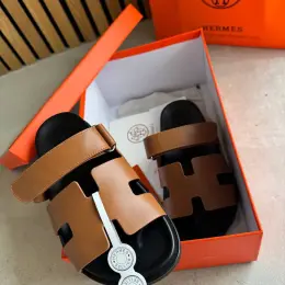 Тапки Hermes шкіряні коричневі
