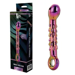 Скляний ребристий фалоімітатор з кільцем Glamour Glass Ribbed