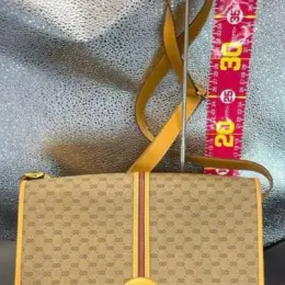 Gucci Micro GG Supreme Web Sherry Line Bag PVC Beige with Yellow Leather Trim