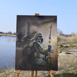 Картина за мотивами гри STALKER, ручна робота, олійні фарби, 45x60 см