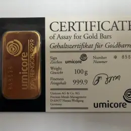 Золотий зливок Umicore 100г