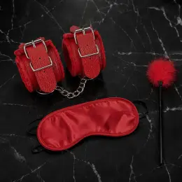 BDSM набір 3в1: маска для очей, наручники, лоскоталка
