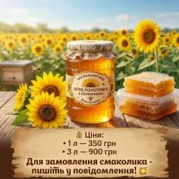 Натуральний мед літнє різнотрав'я з соняшником