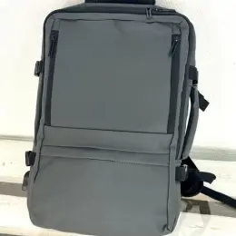 Рюкзак сірий з екошкіри + Оксфорд, 3 відділення, 35л, USB