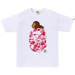 Футболка BAPE ABC Camo Milo On Big Ape Head белая