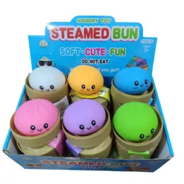 Іграшка антистрес Пельмень Хінкалі у пароварці Squishy Dumpling з блискітками, великий сквиш дамплінг Бао колір-сюрприз