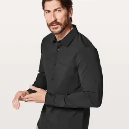 Lululemon Zenway Shirt Mens Small Black Ventilated Lightweight Snap Commuter