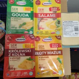 Польські сири Mlekpol Duża Paka (нарізка) Gouda, Salami, Królewski z Kolna, Złoty Mazur