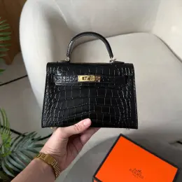 Hermes Kelly 20 Mini II Alligator Black/Gold