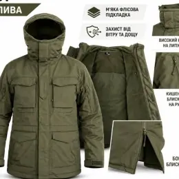 Куртка парка Softshell чорна та олива S-3XL