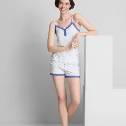 Піжама жіноча від Primark біла в синій горошок розмір XS