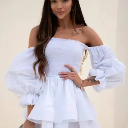 Сукня з льону, one size, блакитна, рожева, біла