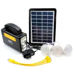Портативна сонячна система освітлення з трьома лампами та USB Solar Power Light System AT-9006A