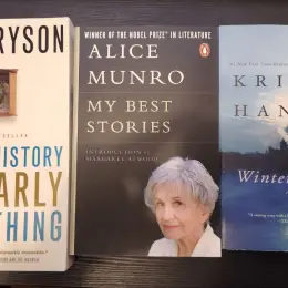 Книги англійською мовою: "A short history of nearly everything", "My best stories", "Winter garden"