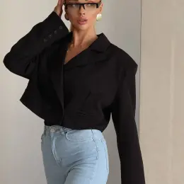 Жакет жіночий oversize чорний/білий Мод.108