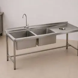 Мийка двосекційна з нержавіючої сталі AISI 304 195х68х90см