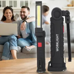 Акумуляторна лампа-ліхтарик для кемпінгу WORKLIGHT W 52-SMD+COB з магнітом та гаком