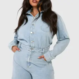 Блакитний джинсовий ромпер від Boohoo UK 22 / НАШ 56