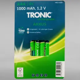 Акумулятори TRONIC AAA 1000 mAh Rechargeable (4 шт.)