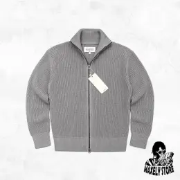 Светр Maison Margiela Ribbed Cotton and Wool-Blend Zip-Up Сірий