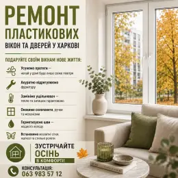 Комплексне обслуговування та ремонт пластикових вікон та дверей