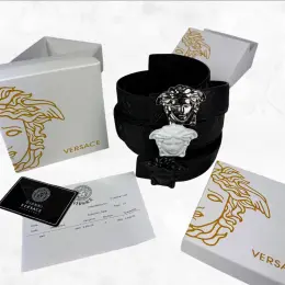 Ремень Versace шкіряний чорний 120 см