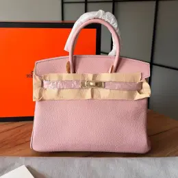 Сумка Hermes рожева шкіряна розмір 30/25