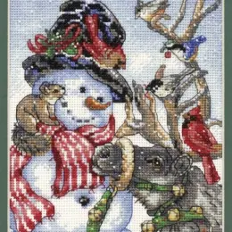 Набір для вишивання хрестом DIMENSIONS Snowman & Reindeer "Сніговик та північний олень"