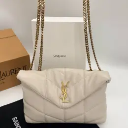 Сумка Saint Laurent Loulou Puffer Small Light Cream шкіра