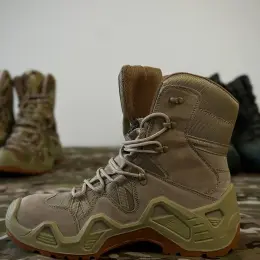 Тактичні черевики LOWA (копія) з натурального нубуку та Cordura, мембраною Gore-Tex