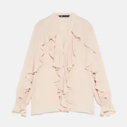 Пудрова блуза з воланами Zara