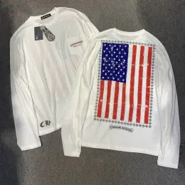 Лонгслів Chrome Hearts оверсайз з принтом прапора США