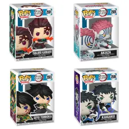 Фігурки Funko Pop! Demon Slayer: Tanjiro Kamado, Akaza, Giyu Tomioka, Kaigaku