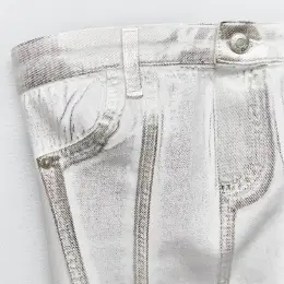 Джинсовий корсетний топ Zara зі сріблястим напиленням