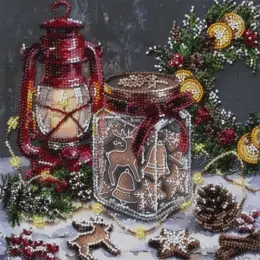 Набір для вишивання бісером "Печиво для Санти" Abris Art 20*20 см