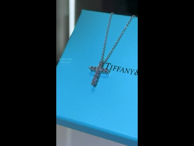 Підвіска хрестик Tiffany & Co. з діамантами 2.00ct з 18К золота