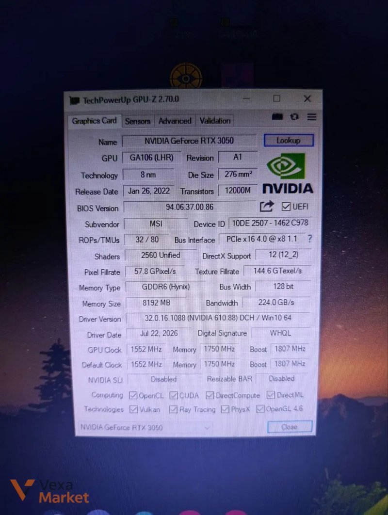 Відеокарта MSI GeForce RTX 3050 Ventus 2X XS OC 8GB GDDR6 — фото 3