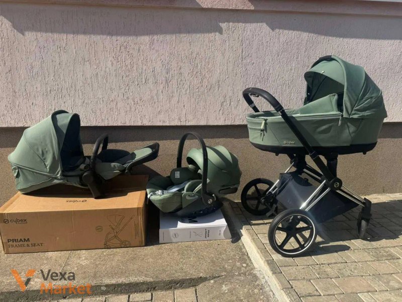 Візок Cybex Priam 4.0 3 в 1 Leaf Green шасі Chrome Black автокрісло Cloud T i-Size — фото 2