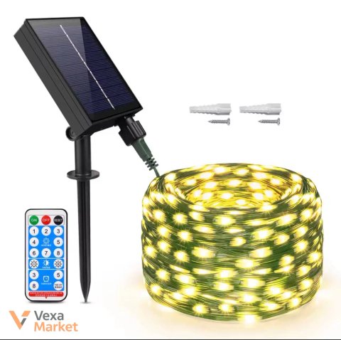 Вулична гірлянда роса на сонячній панелі 50 LED 5 м (набір 2 шт)