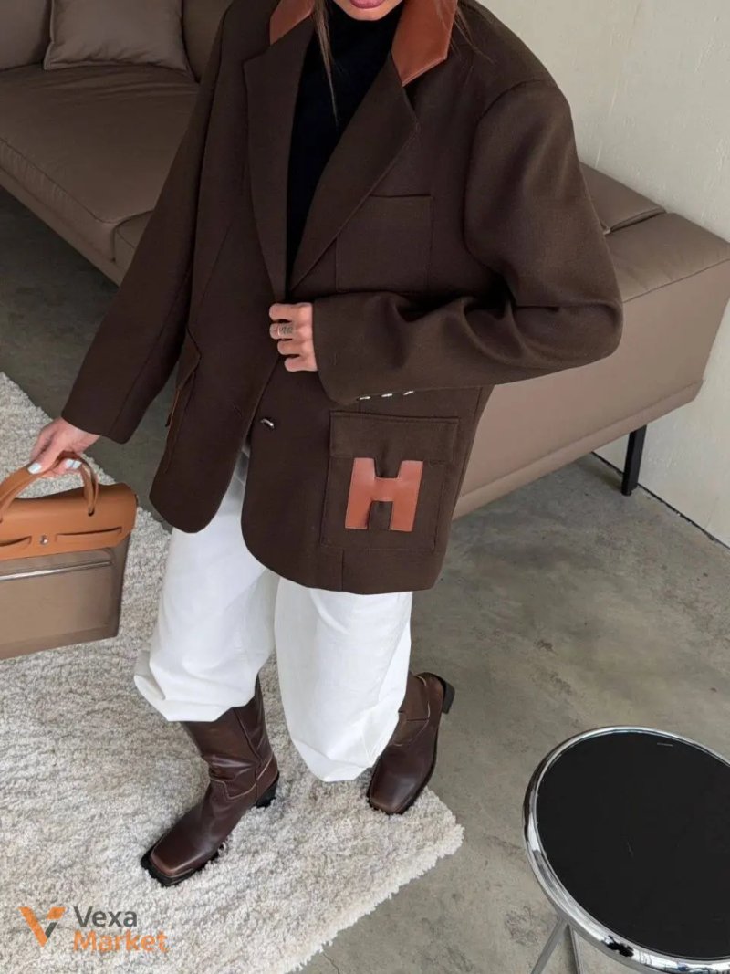 Жакет Hermes жіночий коричневий — фото 8