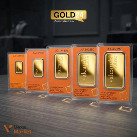 Золоті злитки Valcambi Suisse 1г - 100г