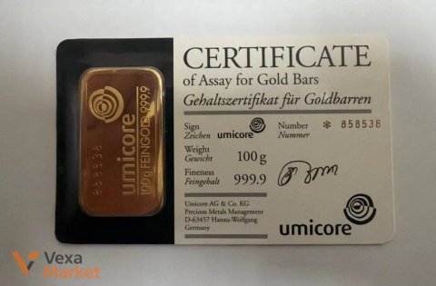 Золотий зливок Umicore 100г