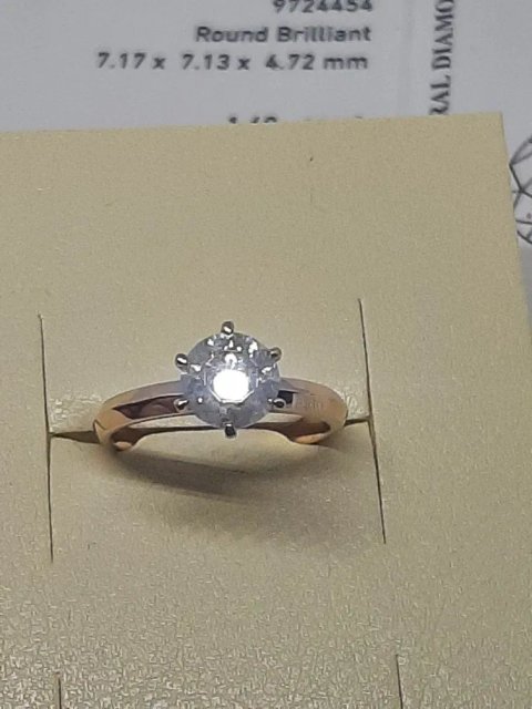 1.60 ct H / I1 натуральный бриллиант сертификат, золотое кольцо.