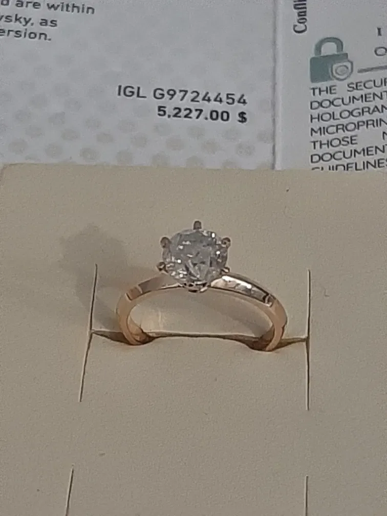 1.60 ct H / I1 натуральный бриллиант сертификат,  золотое кольцо. — фото 4