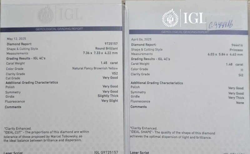 1.60 ct H / I1 натуральный бриллиант сертификат,  золотое кольцо. — фото 5